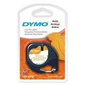DYMO 18771 LETRATAG LABELLING TAPE IRON ON 12MM X 2M BLACK ON WHITE