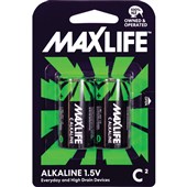 MAXLIFE BATTERY ALKALINE SIZE C PACK 2