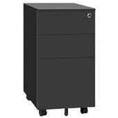 EUROPLAN PROCEED SLIMLINE MOBILE 2 DRAWER 1 FILE W310 X D500 X H600MM BLACK