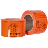 LABEL TOP STOW PRINTED W72 X L100MM FLUORO ORANGE ROLL 660