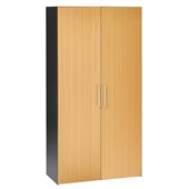 PULSE CUPBOARD 2 FULL HEIGHT WOOD DOORS W900 X D450 X H1800MM IRONSTONE AND BEECH