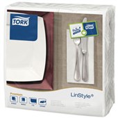 TORK 478145 LINSTYLE PAPER NAPKIN DINNER 2 PLY EMBOSSED W390 X L390MM WHITE PACK 50