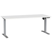 AGILE BOOST HEIGHT ADJUSTABLE SINGLE SIDED ELECTRICAL DESK W1800 X D800 X H7201200MM SILVER FRAME WHITE TOP