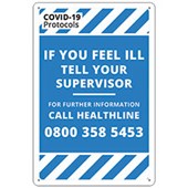 QSI COVID19 SAFETY SIGN IF YOU FEEL ILL TELL YOUR SUPERVISOR W300 X H450MM