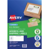 AVERY 959127 ECO FRIENDLY ADDRESS LABELS FSC 100 RECYCLED W991 X L381MM 14UP PACK 20