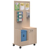 SANITIZATION STATION 1 LOCKING DOOR WITH BIN COMPARTMENT W800 X D550 X H1800MM REFINED OAK