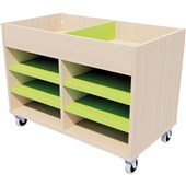 ZEALAND TROLLEY MULTI USE STORAGE W800 X D450 X H600MM AGED ASH FRAME JUICY SHELVES
