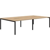AVERO 4 POD BACK TO BACK FIXED HEIGHT DESK 1800X800MM BLACK FRAME CLASSIC OAK TOP