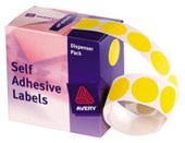 AVERY 937247 DMC24Y DISPENSER SELF ADHESIVE CIRCLE LABEL DISPENSER PACK DIA 24MM YELLOW BOX 500