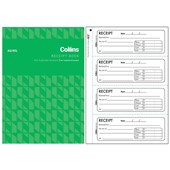 COLLINS RECEIPT BOOK 4 TO VIEW 4 DL DUPLICATE NO CARBON REQUIRED A5 100 LEAF