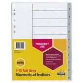 MARBIG PP INDEX DIVIDER 110 TAB A4 GREY