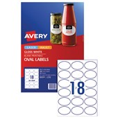 AVERY 980000 L7102 BLANK PRINTABLE LABELS OVAL LASERINKJET 18UP GLOSSY WHITE PACK 10