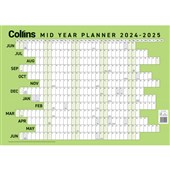 COLLINS MID YEAR WALL PLANNER LAMINATED A2 20242025