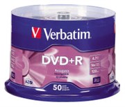 VERBATIM 95037 DVDR 47GB 16X SPINDLE SILVER PACK 50