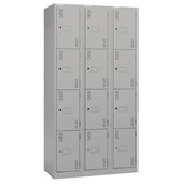 PRECISION CLASSIC STORAGE LOCKER 4 TIER BANK OF 3 W900 X D457 X H1800MM SILVER GREY