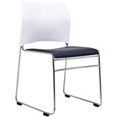 BURO MAXIM VISITOR CHAIR SLED BASE CHROME FRAME VINYL WHITE BACK BLACK SEAT