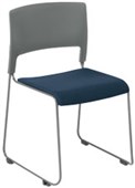 EDEN SLIM VISITOR CHAIR STACKABLE LINKABLE CHARCOAL FRAME WITH QUANTUM NAVY SEAT