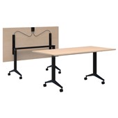 ACCENT BOOST FLIP TABLE POWDERCOAT WITH MELTECA TOP W1500 X D750 X H745MM BLACK FRAME REFINED OAK NATURALE TOP