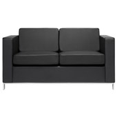 EDEN CARLO VISITOR CHAIR 2 SEATER W1400 X D830 X H750MM LEATHERLOOK BLACK