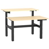 KNIGHT AGILE HEIGHT ADJUSTABLE DESK ELECTRIC 2 STAGE DOUBLE SIDED W1200 X D700 X H6801130MM BLACK FRAME NORDIC MAPLE TOP