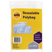 MARBIG PLASTIC BAG RESEALABLE 45MU W155 X L180MM CLEAR PACK 50