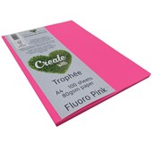 TROPHEE COLOURED PAPER A4 80GSM FLUORO PINK PACK 100