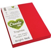 TROPHEE COLOURED PAPER A4 210GSM BRIGHT RED PACK 100