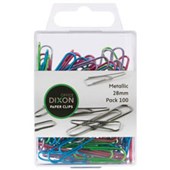 DIXON PAPER CLIP 28MM METALLIC COLOURS PACK 100