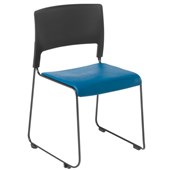 EDEN SLIM VISITOR CHAIR STACKABLE LINKABLE BLACK FRAME WITH BLUE VINYL SEAT