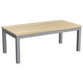 KNIGHT CUBIT COFFEE TABLE W1200 X D600 X H450MM SILVER BASE ATLANTIC OAK TOP