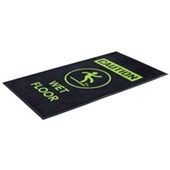 CENTURY PILE PREPRINTED MAT WET FLOOR W1500 X L850MM BLACK AND GREEN FLURO