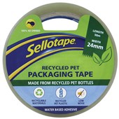 SELLOTAPE RECYCLED PET PACKAGING TAPE LOW NOISE 24MM X 50M