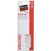 VELCRO BRAND STICKON HOOK AND LOOP DOTS 22MM WHITE PACK 12