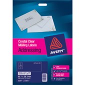 AVERY 959051 L7563 CRYSTAL CLEAR ADDRESS LABEL LASER 14UP CLEAR PACK 25