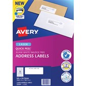 AVERY 959060 L7157 QUICK PEEL ADDRESS LABEL WITH SURE FEED LASER 33UP WHITE PACK 100