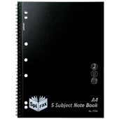 SPIRAX P596 5SUBJECT NOTEBOOK 7MM RULED SIDE OPEN A4 250 PAGE BLACK