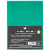 OFFICE SUPPLY CO LSHAPED POCKET A4 GREEN PACK 12