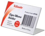 ESSELTE SIGN  MENU HOLDER SLANTED LANDSCAPE BUSINESS CARD CLEAR