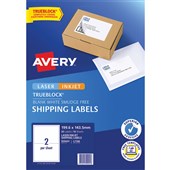 AVERY 959401 L7168 TRUEBLOCK INTERNET SHIPPING LABEL LASER 2UP WHITE PACK 10