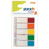 STICKN 21465 FLAGS FILM W45 X L12MM 5 ASSORTED NEON COLOURS PACK 100